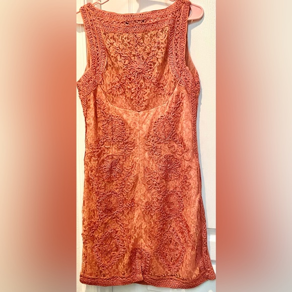 JS Collections Sleeveless Soutache & Lace Sheath Dress Melon  #N61 - Picture 7 of 10